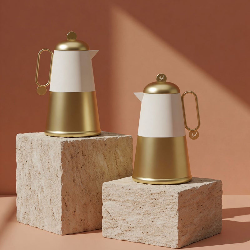 طقم ترمس قهوة وشاي لونارا - هيكل ناعم الملمس مع لمسات من الفولاذ المقاوم للصدأ (0.7 لتر + 1.0 لتر)